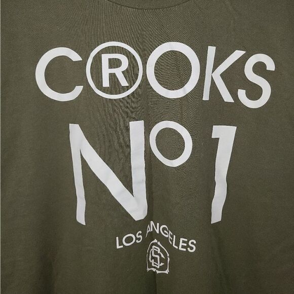 Crooks & Castles Los Angeles Green Short Sleeve T-Shirt Size L - Picture 2 of 6